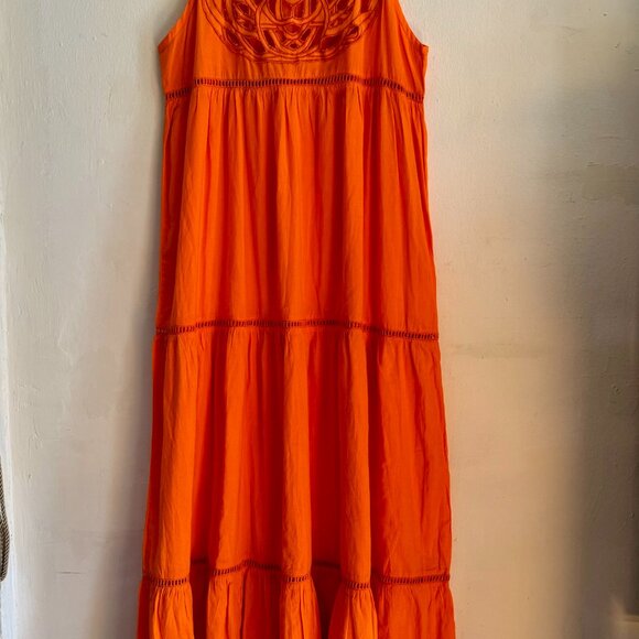 Roberta Freymann Beautiful Bright Orange Summer Maxi Dress - Picture 5 of 11